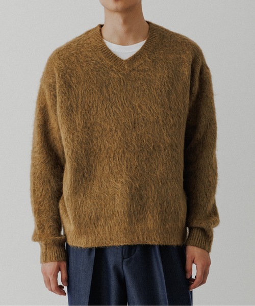 オダページ モヘアミックス オーバーサイズ Vネックプルオーバー / ユニ