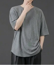 ボートネックラウンド半袖Tシャツ