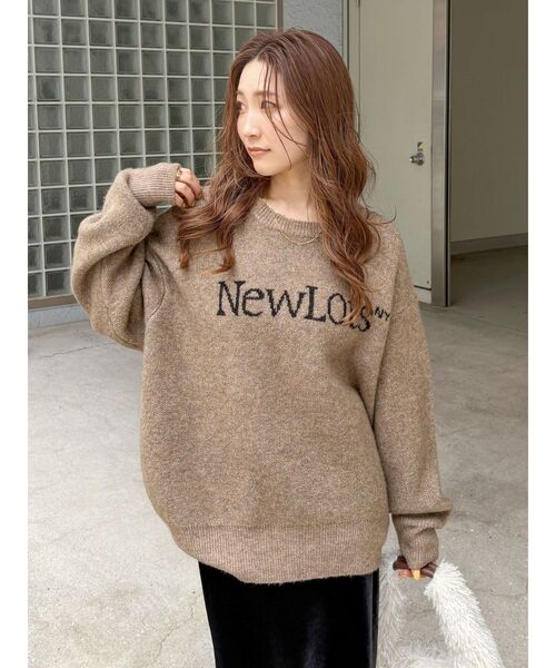 Ungrid（アングリッド）の「【WEB限定】ロゴルーズニット（ニット/セーター・レディース・レッド/アイボリー/ネイビー/モカ/チャコールグレー・FREE）」の4枚目の写真