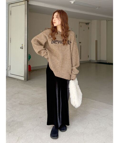 Ungrid（アングリッド）の「【WEB限定】ロゴルーズニット（ニット/セーター・レディース・レッド/アイボリー/ネイビー/モカ/チャコールグレー・FREE）」の21枚目の写真