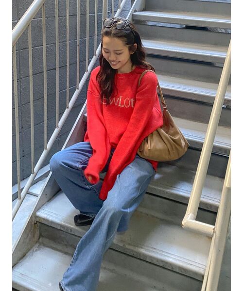 Ungrid（アングリッド）の「【WEB限定】ロゴルーズニット（ニット/セーター・レディース・レッド/アイボリー/ネイビー/モカ/チャコールグレー・FREE）」の18枚目の写真