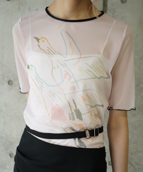 THINGS THAT MATTER（シングス ザット マター）の「LEE IZUMIDA × SHEER TULLE TOPS / リーイズミダシアーチュールトップス（その他トップス・レディース・ピンク/ホワイト・FREE）」の2枚目の写真