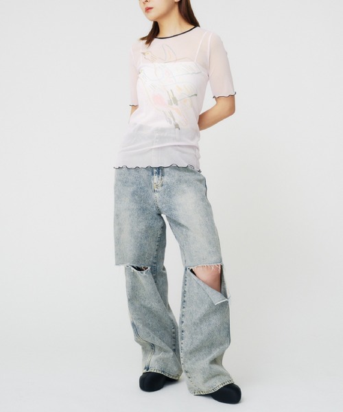 THINGS THAT MATTER（シングス ザット マター）の「LEE IZUMIDA × SHEER TULLE TOPS / リーイズミダシアーチュールトップス（その他トップス・レディース・ピンク/ホワイト・FREE）」の17枚目の写真