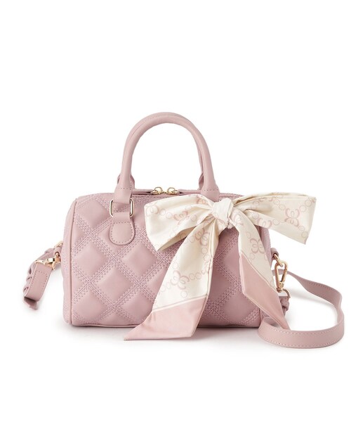 ESPERANZA(エスペランサ)の「スカーフリボンキルティングバッグ(ショルダーバッグ・レディース・アイボリー/ブラック/ピンク系・FREE)」の4枚目の写真