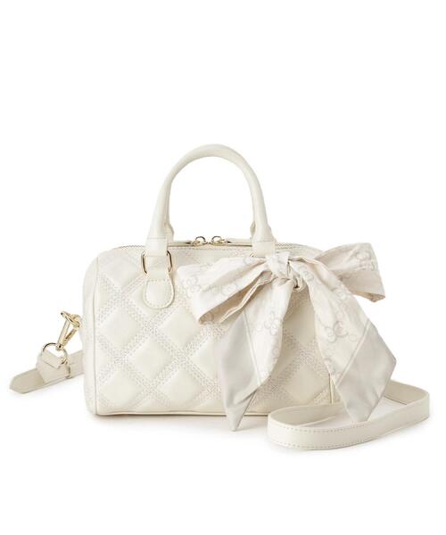 ESPERANZA(エスペランサ)の「スカーフリボンキルティングバッグ(ショルダーバッグ・レディース・アイボリー/ブラック/ピンク系・FREE)」の8枚目の写真