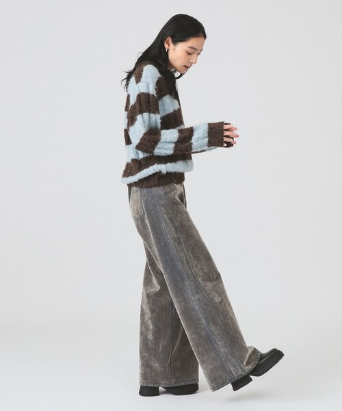 Ray BEAMS(レイビームス)の「ワイド ボーダー ポロ ニット(ニット/セーター・レディース・サックスブルー/ピンク・ONE SIZE)」の9枚目の写真