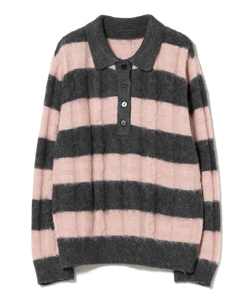 Ray BEAMS(レイビームス)の「ワイド ボーダー ポロ ニット(ニット/セーター・レディース・サックスブルー/ピンク・ONE SIZE)」の17枚目の写真