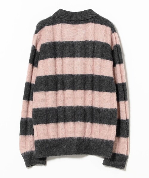 Ray BEAMS(レイビームス)の「ワイド ボーダー ポロ ニット(ニット/セーター・レディース・サックスブルー/ピンク・ONE SIZE)」の18枚目の写真