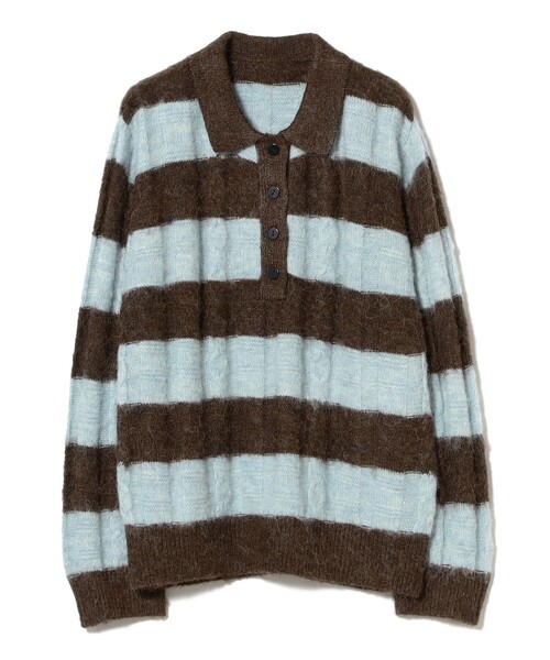 Ray BEAMS ワイドボーダーポロニット セール】ワイド ボーダー ポロ ニット（ニット/セーター）｜Ray BEAMS