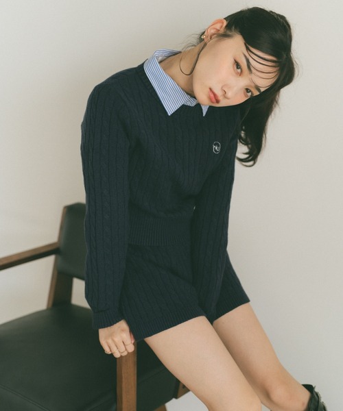 VANNIE U（ヴァニーユー）の「ミニケーブルニットショートパンツ/セットアップ着用可能（その他パンツ・レディース・グレー/ネイビー・FREE）」の22枚目の写真