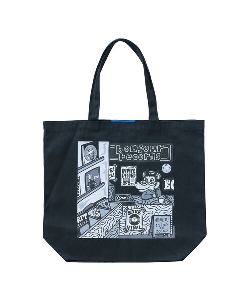 bonjour records（ボンジュールレコーズ）の「【chocomoo×bonjour records】 RECORD BAG（トートバッグ・レディース・ネイビー/ブラック・FREE）」の15枚目の写真