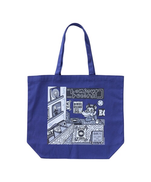 bonjour records（ボンジュールレコーズ）の「【chocomoo×bonjour records】 RECORD BAG（トートバッグ・レディース・ネイビー/ブラック・FREE）」の16枚目の写真
