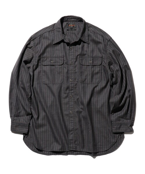 BEAMS PLUS（ビームスプラス）の「ユニフォーム サージ ピンストライプ ワークシャツ（シャツ/ブラウス・メンズ・グレー/カーキ・S/M/L/XL）」の7枚目の写真