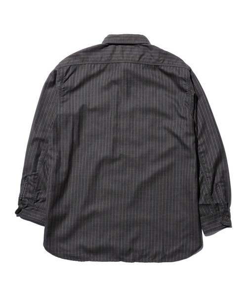 BEAMS PLUS（ビームスプラス）の「ユニフォーム サージ ピンストライプ ワークシャツ（シャツ/ブラウス・メンズ・グレー/カーキ・S/M/L/XL）」の12枚目の写真