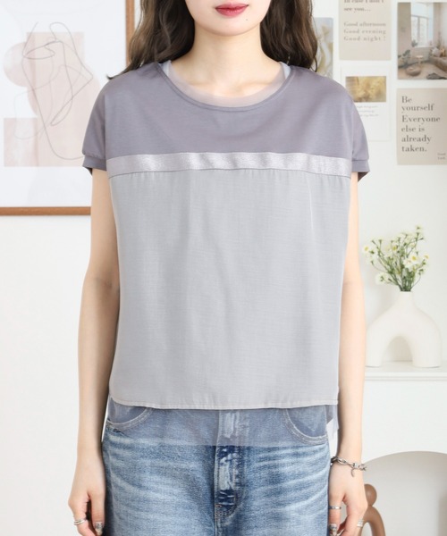 Anna Nicola(アンナニコラ)の「Anna Nicola ラメテープ切り替えカットソー(Tシャツ/カットソー・レディース・グレー/ブラック・38)」の16枚目の写真