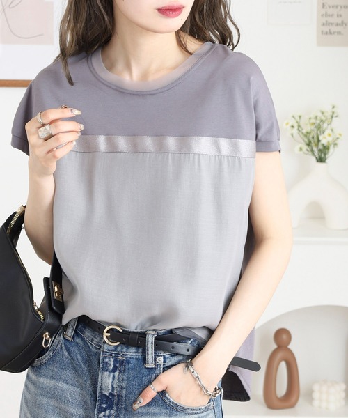 Anna Nicola(アンナニコラ)の「Anna Nicola ラメテープ切り替えカットソー(Tシャツ/カットソー・レディース・グレー/ブラック・38)」の11枚目の写真