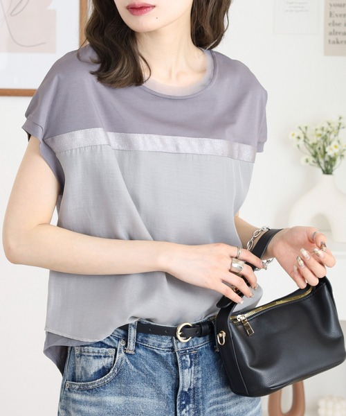 Anna Nicola(アンナニコラ)の「Anna Nicola ラメテープ切り替えカットソー(Tシャツ/カットソー・レディース・グレー/ブラック・38)」の12枚目の写真