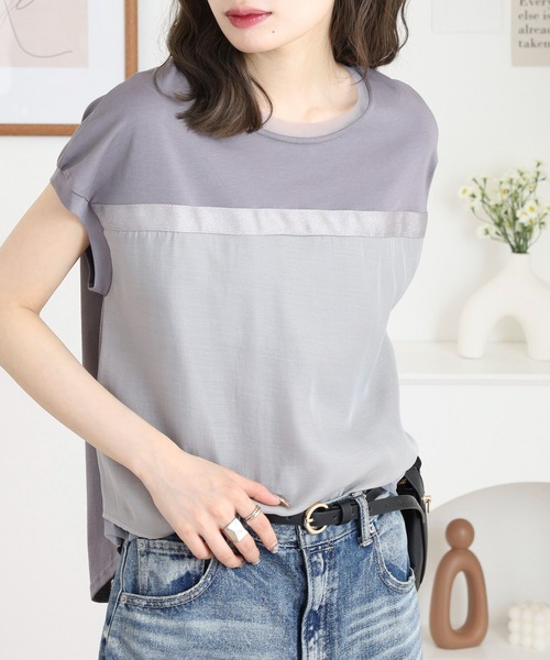 Anna Nicola(アンナニコラ)の「Anna Nicola ラメテープ切り替えカットソー(Tシャツ/カットソー・レディース・グレー/ブラック・38)」の13枚目の写真