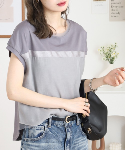 Anna Nicola(アンナニコラ)の「Anna Nicola ラメテープ切り替えカットソー(Tシャツ/カットソー・レディース・グレー/ブラック・38)」の14枚目の写真