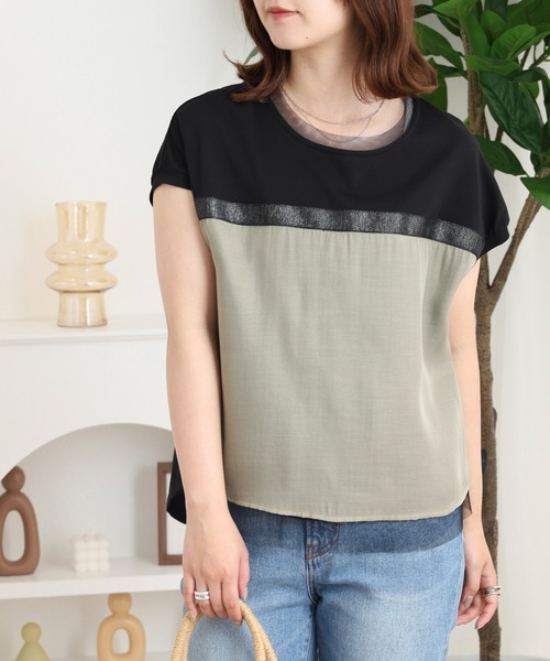 Anna Nicola(アンナニコラ)の「Anna Nicola ラメテープ切り替えカットソー(Tシャツ/カットソー・レディース・グレー/ブラック・38)」の8枚目の写真