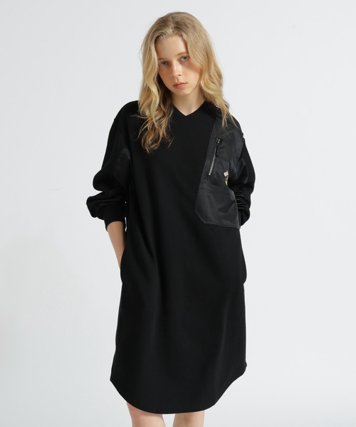 AVIREX(アヴィレックス)の「《SOUVENIR COLLECTION》NYLON COMBI MILITARY ONEPIECE(ワンピース・レディース・ブラック/グレー/オリーブ・F)」の2枚目の写真