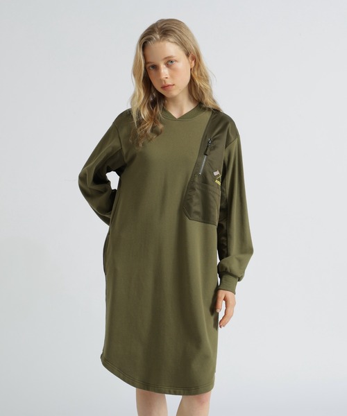 AVIREX(アヴィレックス)の「《SOUVENIR COLLECTION》NYLON COMBI MILITARY ONEPIECE(ワンピース・レディース・ブラック/グレー/オリーブ・F)」の6枚目の写真