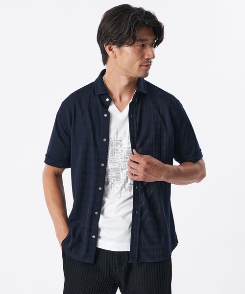 EPOCA UOMO（エポカウォモ）の「シャドー千鳥シャツ（シャツ/ブラウス・メンズ・ダークネイビー/ライトグレー・46/48）」の2枚目の写真