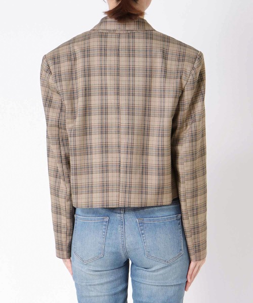 Three Four Time(スリーフォータイム)の「ローズプリント切替チェックショートジャケット(テーラードジャケット・レディース・ベージュ・FREE)」の10枚目の写真