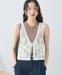 earth music&ecology | フラワー刺繍メッシュベスト(ベスト)
