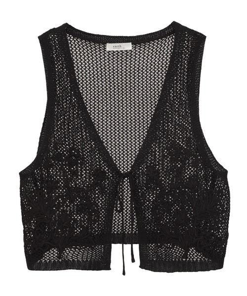 earth music&ecology（アースミュージックアンドエコロジー）の「フラワー刺繍メッシュベスト（ベスト・レディース・ブラック/オフホワイト・FREE）」の18枚目の写真
