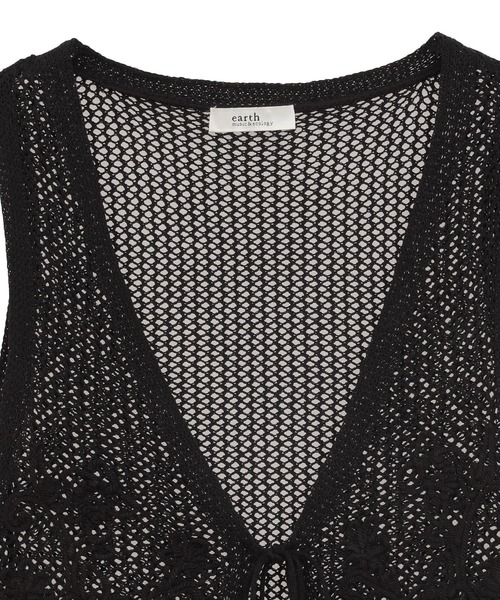 earth music&ecology（アースミュージックアンドエコロジー）の「フラワー刺繍メッシュベスト（ベスト・レディース・ブラック/オフホワイト・FREE）」の20枚目の写真