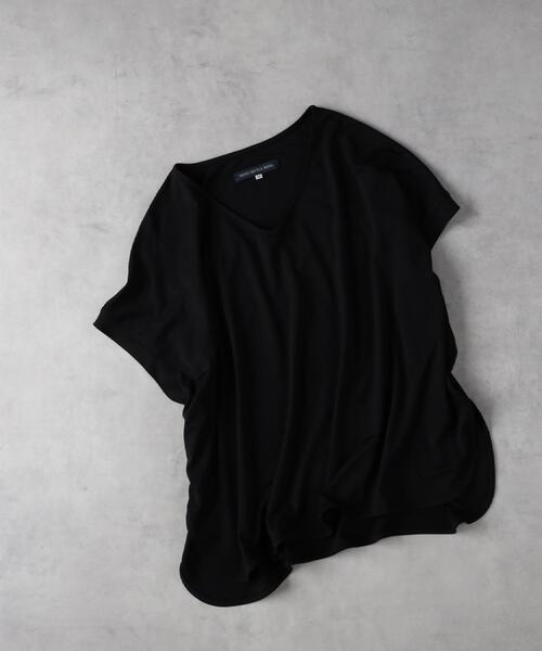 Right-on（ライトオン）の「HONEYSUCKLE ROSE(ハニーサックルローズ)【レディース】接触冷感ドルマンＶネックTシャツ（Tシャツ/カットソー・レディース・ライトベージュ/ブラック/ベージュ・M/L）」の4枚目の写真
