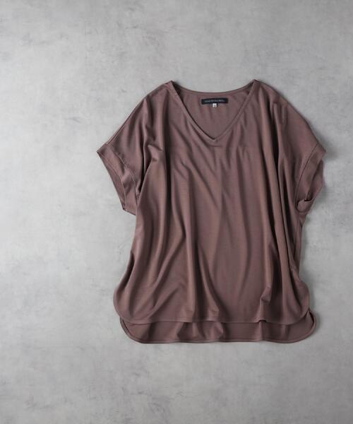 Right-on（ライトオン）の「HONEYSUCKLE ROSE(ハニーサックルローズ)【レディース】接触冷感ドルマンＶネックTシャツ（Tシャツ/カットソー・レディース・ライトベージュ/ブラック/ベージュ・M/L）」の6枚目の写真
