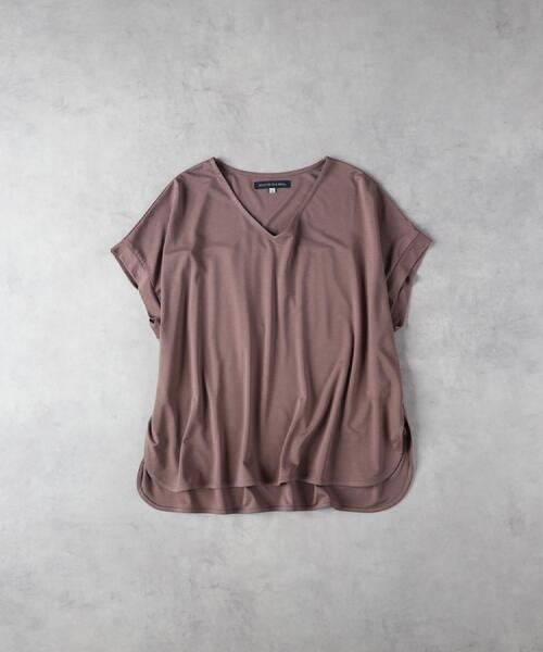 Right-on（ライトオン）の「HONEYSUCKLE ROSE(ハニーサックルローズ)【レディース】接触冷感ドルマンＶネックTシャツ（Tシャツ/カットソー・レディース・ライトベージュ/ブラック/ベージュ・M/L）」の9枚目の写真
