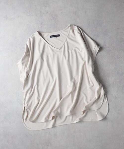 Right-on（ライトオン）の「HONEYSUCKLE ROSE(ハニーサックルローズ)【レディース】接触冷感ドルマンＶネックTシャツ（Tシャツ/カットソー・レディース・ライトベージュ/ブラック/ベージュ・M/L）」の12枚目の写真