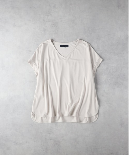 Right-on（ライトオン）の「HONEYSUCKLE ROSE(ハニーサックルローズ)【レディース】接触冷感ドルマンＶネックTシャツ（Tシャツ/カットソー・レディース・ライトベージュ/ブラック/ベージュ・M/L）」の13枚目の写真