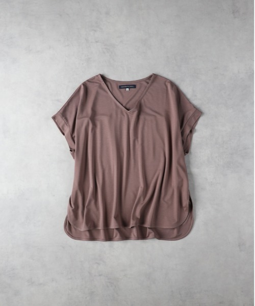 Right-on（ライトオン）の「HONEYSUCKLE ROSE(ハニーサックルローズ)【レディース】接触冷感ドルマンＶネックTシャツ（Tシャツ/カットソー・レディース・ライトベージュ/ブラック/ベージュ・M/L）」の15枚目の写真