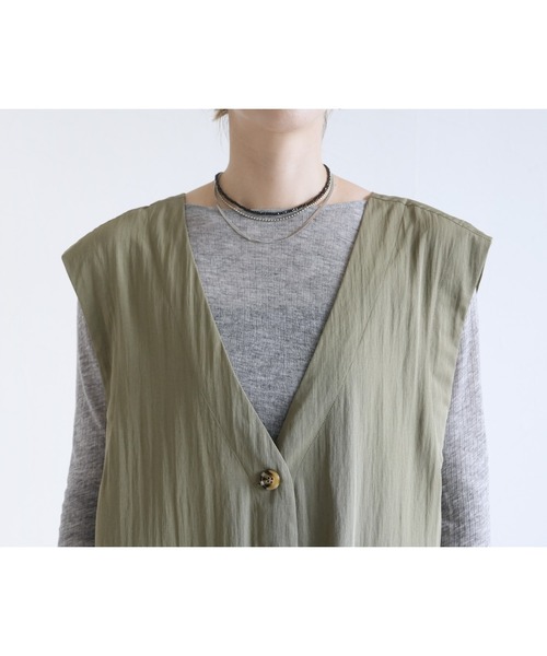 reca（レカ）の「ヴィンテージVネックロングベスト（ベスト・レディース・チャコールグレー/カーキ・FREE）」の17枚目の写真