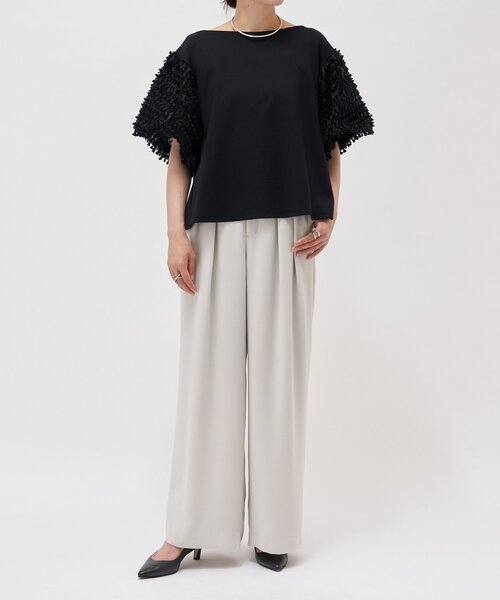 LIVETART（リヴェタート）の「フェザージャガード袖プルオーバー（Tシャツ/カットソー・レディース・アイボリー/ブラック・FREE）」の6枚目の写真