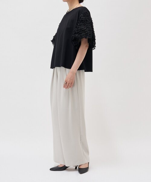 LIVETART（リヴェタート）の「フェザージャガード袖プルオーバー（Tシャツ/カットソー・レディース・アイボリー/ブラック・FREE）」の7枚目の写真