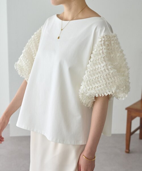 LIVETART（リヴェタート）の「フェザージャガード袖プルオーバー（Tシャツ/カットソー・レディース・アイボリー/ブラック・FREE）」の20枚目の写真