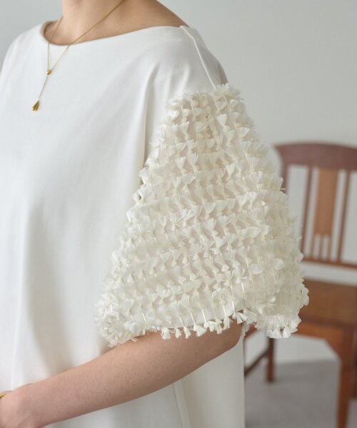 LIVETART（リヴェタート）の「フェザージャガード袖プルオーバー（Tシャツ/カットソー・レディース・アイボリー/ブラック・FREE）」の21枚目の写真