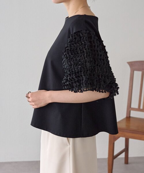 LIVETART（リヴェタート）の「フェザージャガード袖プルオーバー（Tシャツ/カットソー・レディース・アイボリー/ブラック・FREE）」の15枚目の写真