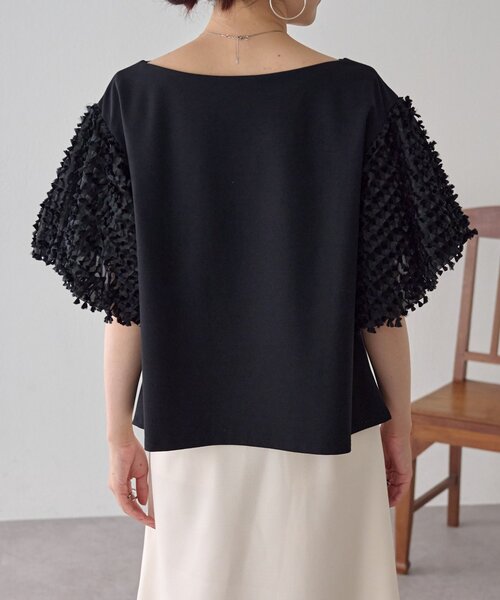 LIVETART（リヴェタート）の「フェザージャガード袖プルオーバー（Tシャツ/カットソー・レディース・アイボリー/ブラック・FREE）」の16枚目の写真