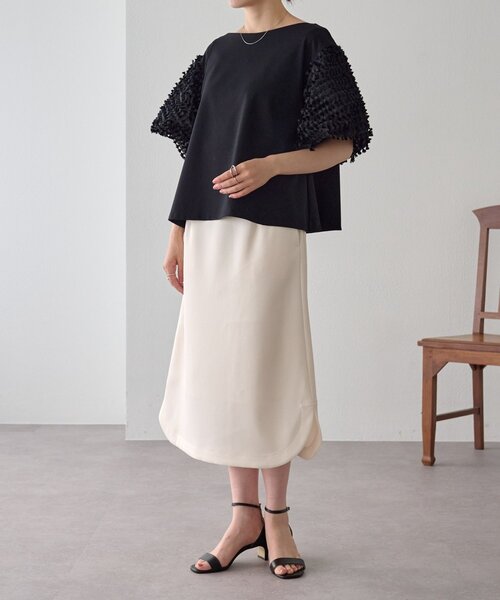 LIVETART（リヴェタート）の「フェザージャガード袖プルオーバー（Tシャツ/カットソー・レディース・アイボリー/ブラック・FREE）」の18枚目の写真