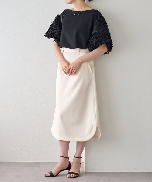 LIVETART（リヴェタート）の「フェザージャガード袖プルオーバー（Tシャツ/カットソー・レディース・アイボリー/ブラック・FREE）」の9枚目の写真