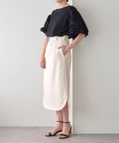 LIVETART（リヴェタート）の「フェザージャガード袖プルオーバー（Tシャツ/カットソー・レディース・アイボリー/ブラック・FREE）」の10枚目の写真