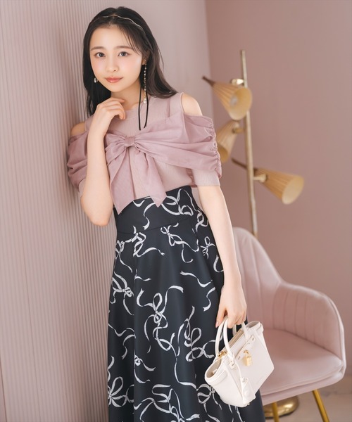WILLSELECTION（ウィルセレクション）の「リボンプリントフレアスカート（スカート・レディース・ピンク/ブラック/オフホワイト・SMALL/MEDIUM）」の13枚目の写真