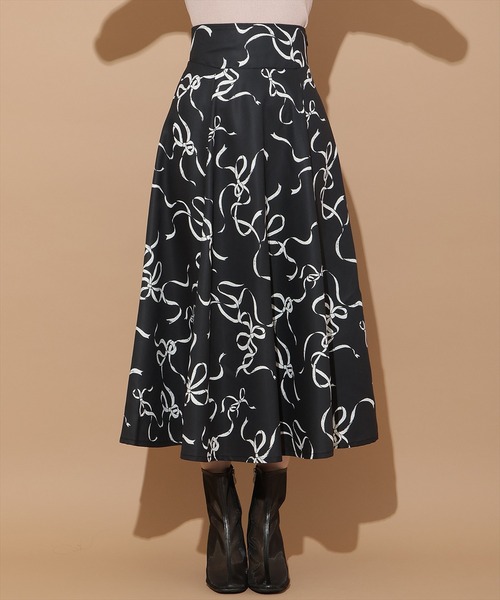 WILLSELECTION（ウィルセレクション）の「リボンプリントフレアスカート（スカート・レディース・ピンク/ブラック/オフホワイト・SMALL/MEDIUM）」の15枚目の写真