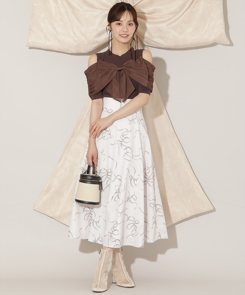 WILLSELECTION（ウィルセレクション）の「リボンプリントフレアスカート（スカート・レディース・ピンク/ブラック/オフホワイト・SMALL/MEDIUM）」の21枚目の写真